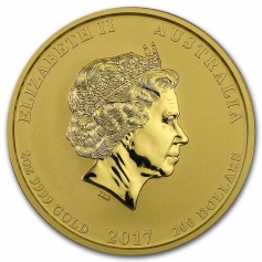 Золотая монета 200 долларов "Лунный календарь 2-Год Петуха" 2 унции, 62,2г., 2017 год